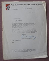 1956 Advertising Booklet * Why Cleveland Worm Gear * Cleveland Story w Letter