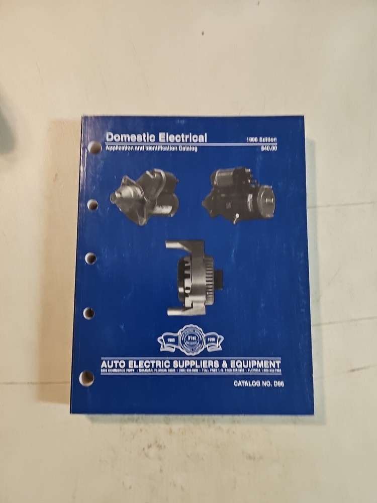 Auto Electric Suppliers & Equipment Domestic Electrical Identification Catalog