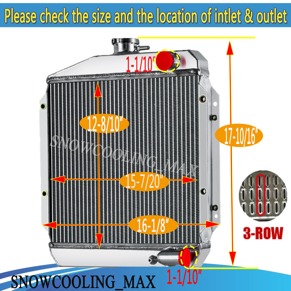 Aluminum 3 Row Radiator Fit Yanmar 3TNE74 Tractor Diesel 119621-44500 Fongoff