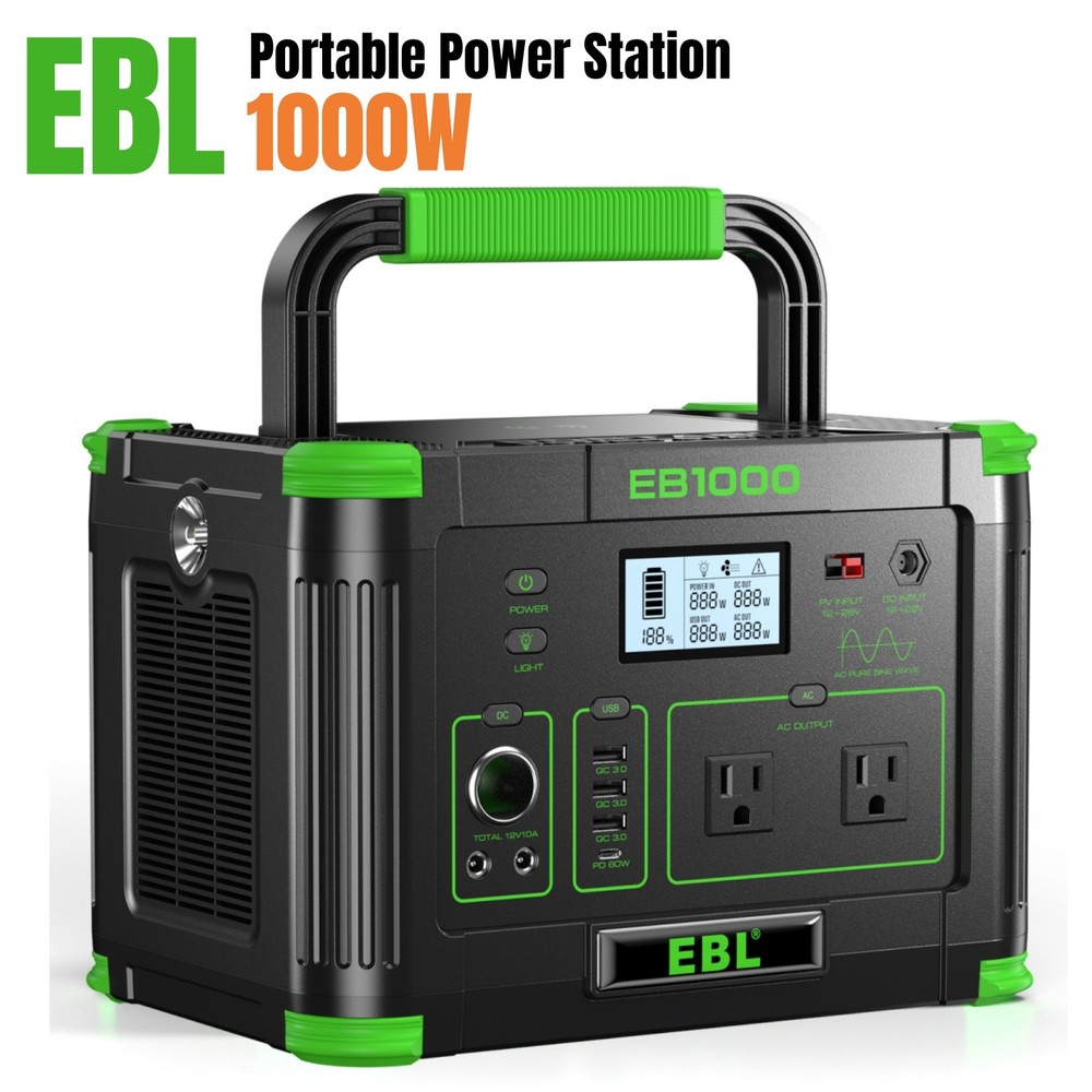 1000W Power Station Portable 999Wh Generator for Solar Outdoor Trips Camping NEW
