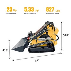 Upgraded 2025 Brand New 25HP Mini Skid Steer Track Loader Twin Cylinder US Stock