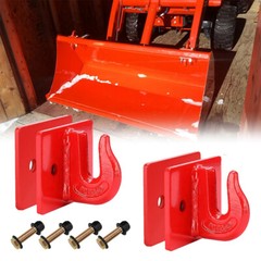 Pair Red 3/8″ Bolt on Grab Hooks w/Backer Plate for Tractor Bucket RV UTV Truck