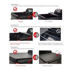5ft Roll-Up Tonneau Cover 16-23 Toyota Tacoma Fleetside Bed Clamp-On w/ Rails