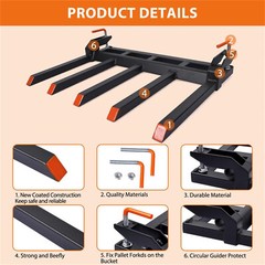 ✅48″ Bucket Clamp on Debris Forks to 2500 LBS Capacity 5 Fork Heavy Duty Clamp-O