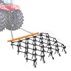 Drag Harrow for ATV UTV Tractor, 4×4 ft & 5×4.5 ft, 3/8″ 1/2″ Teeth, Tow Behind