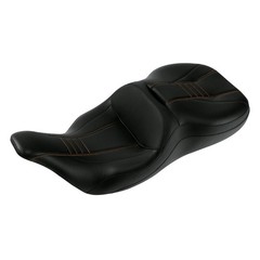 Driver Passenger 2-Up Seat Black Orange Stitching Electra Glide FLHTC 97-07