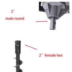 Auger Adapter Conversion 2 inch female Round to 2″ Male Hex Heavy Duty