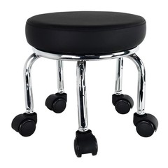 WKWKER Modern Roller Seat PU Leather Low Round Rolling Stool 360° Swivel Smal…