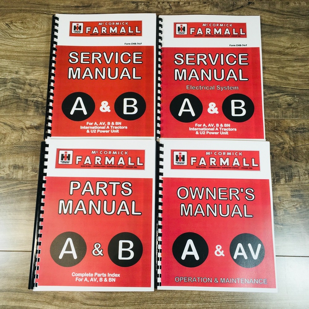 International Farmall A AV Tractor Service Parts Operators Manual Set Catalog