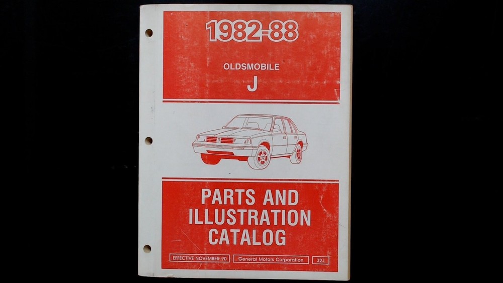 Oldsmobile J 1982-88 Parts Illustration Catalog 32J GM Manual 1990