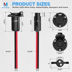 Trolling Motor Plug and Receptacle, Copper 2 Wire 8 Gauge 12V-24V Minn Kota Boat