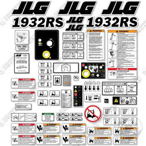 Fits JLG 1932RS Decal Kit Scissor Lift – Warning Sticker Set Logos – 3M Vinyl!