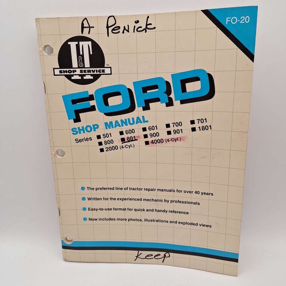 Ford I&T Shop Manual FO-20 501 601 701 801 901 600 700 800 900 1801 4000