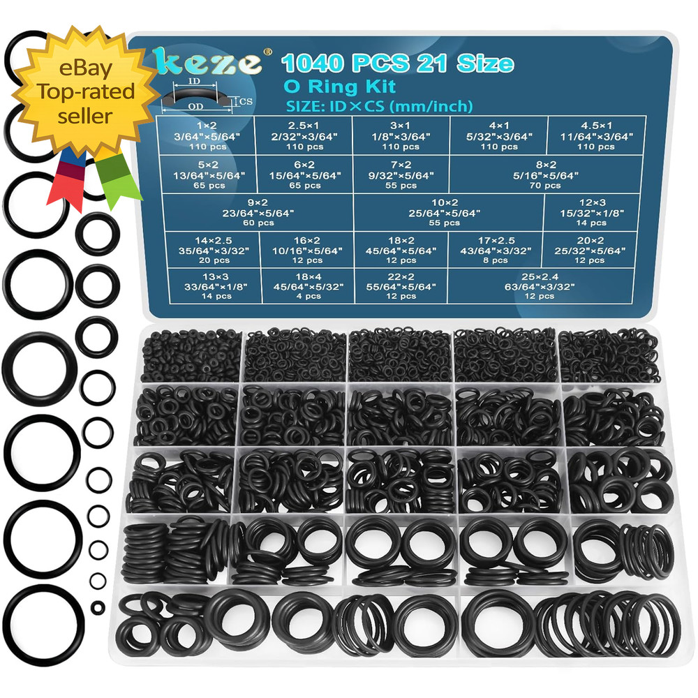 1040 Piece Nitrile Rubber O Ring Kit 21 Size Universal Seal Assortment Set