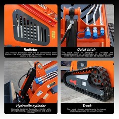 24HP Mini Track Skid Steer Loader, RATO 2-Cylinder Engine, 3-Pump Hydraulic Syst