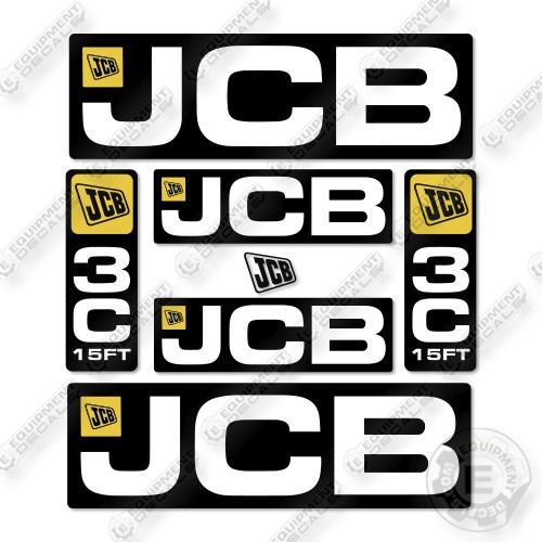 JCB 3C 15 Feet 4T Decal Kit Backhoe- New Style- Aftermarket Kit
