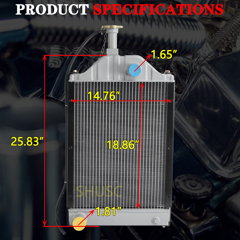 Aluminum Radiator Fits For Massey Ferguson 255 Diesel Tractor 531982M94