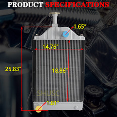 Aluminum Radiator Fits For Massey Ferguson 255 Diesel Tractor 531982M94