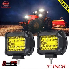 2Pcs 4″ LED Work Lights Amber Spot Pods OffRoad Truck ATV UTV Driving Fog Lamps