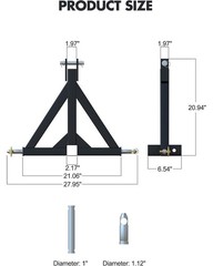 3 Point Trailer Hitch with Gloves for Cat 1 Tractor Quick Hitch Drawbar Adapter