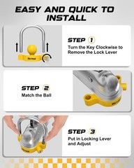 RETRUE Universal Coupler Lock Trailer Locks Ball Hitch 1 Pack, Bright Yellow