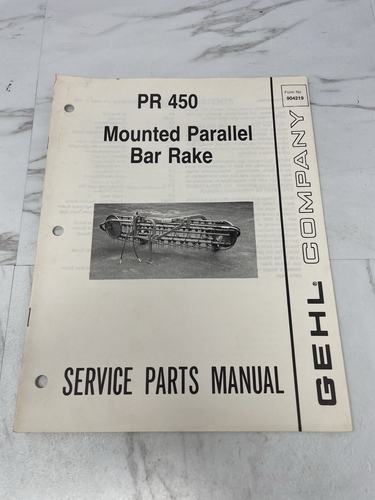 1988 GEHL PR 450 MOUNTED PARALLEL BAR HAY RAKE OPERATOR’S MANUAL 904219