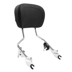 Chrome Detachable Sissy Bar Backrest Pad & Luggage Rack for Touring 2009-2025