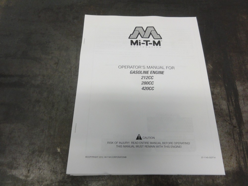 Mi-T-M Corporation 212CC 280CC 420CC Gasoline Engine Operator’s Manual