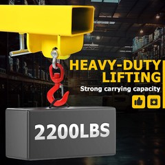 Adjustable Forklift Lifting Hoist Hook Attachment Mobile Forklift Crane 2200lbs