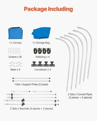 3 Bow Boat Bimini Tops, 600D Polyester Canopy with Aluminum Alloy Frame, Waterpr