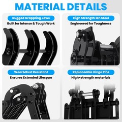 Excavator Attachment Grapple Wood, Metal and Stone Mini Grapple