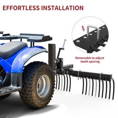 ATV/UTV Landscape Rake Implement for Removal of Rock Grass Clumps and Debris US