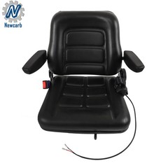 Black Forklift Seat PVC Tractor Seat W/ Armrests Seat Belt Seat Switch Universal