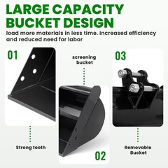 500mm No Tooth Flat Plain Grading Bucket Attachment for Mini Excavator Up To 2 T