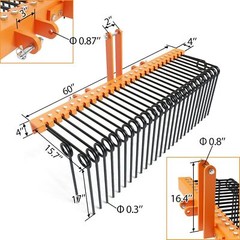 60″ 3 Point Pine Straw Landscape Rake Tractor Rake for Cat 0 & Cat 1 Tractors US