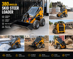 870kg Mini Skid Steer Loader MS380 23HP Dual Pump Wheeled Skid Steer Free Ship