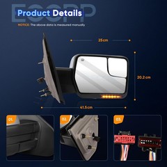 Tow Mirrors for F150 1997-2003 Metallic Finish Turn Signal Light