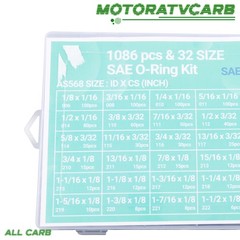 ALL-CARB 1086Pcs 32Size SAE O Ring Assortment Kit with 4 Pick & Hook, ID:1/8”-2”