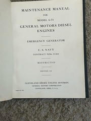 1944 General Motors Diesel Engines Navy Model 6-71 Generator Maintenace Manual