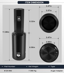 HEAVY DUTY AUGER ADAPTER 2″ HEX TO 2-9/16″ ROUND