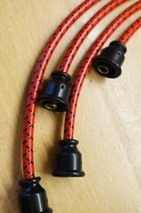 Ford 9N Red & Black Deluxe Cloth Covered Custom Fit Spark Plug Wire Set USA Made