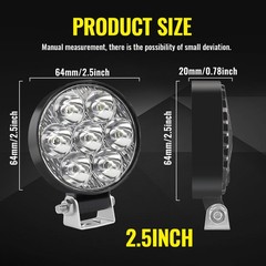 Pair 2.5″ inch Round LED Work Lights Bar Spot Flood Fog Driving Lamp Offroad SUV