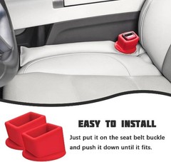 Car Seat Belt Buckle Holder, 2PCS Silicone Seatbelt Buckle Booster Color: Red