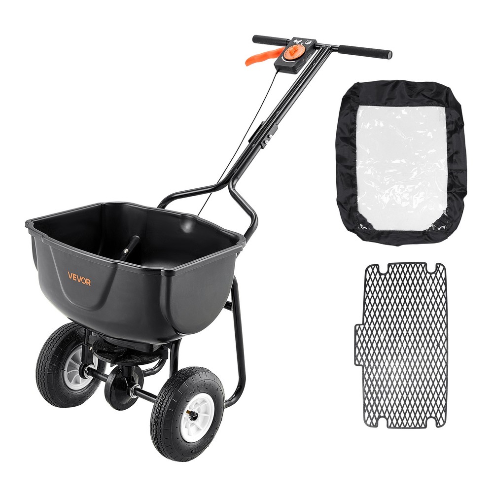 VEVOR Walk Behind Push Broadcast Spreader 60LBS Capacity 0-9.8ft Spreading Width