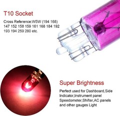 10-Pack T10 168 194 W5W Wedge Halogen Bulbs for Instrument Panel Color: purple
