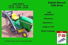 John Deere LX172 LX173 LX176 LX178 LX186 LX188 Technical Op. Parts Manual USB