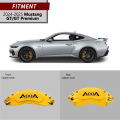Yellow Black Logo Aluminum Brake Caliper Covers Front Rear 2024-2026 Mustang GT