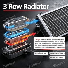 3 Row Aluminum Radiator Fits For Ford 2N 8N 9N Tractors 8N8005 86551430