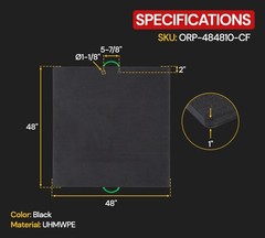 48″x48″x1″ Thick Outrigger Pad w/Chamfered Edge and Handle for RV, Tow Truck