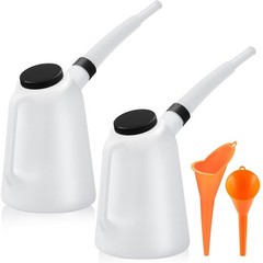 2 Pack 5 Quart Oil Measuring Container Oil Jug with Spout Automotive Funnels Set